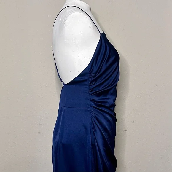 MillyElectra slip dress navy open back midi length